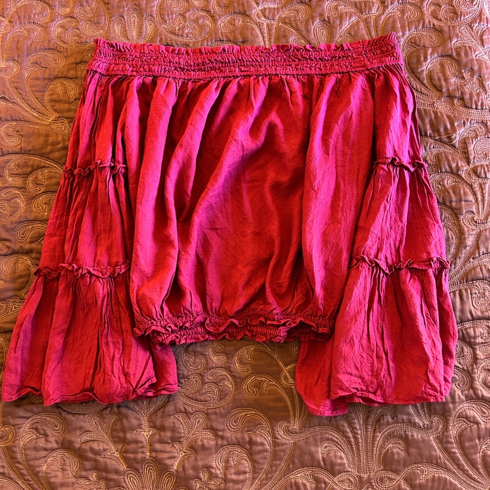 Free People fuchsia Ruffled Blouse